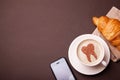 Cup of coffee with a tooth on the foam. Coffee spoils teeth and makes them yellow Royalty Free Stock Photo