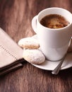 Cup of coffee and two biscotti. Royalty Free Stock Photo