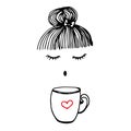 Cup coffee vector cafe beverage drink girl hair pretty