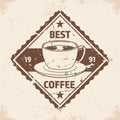 Cup coffee vintage sticker monochrome