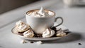 A cup of coffee with whipped cream and chocolate shavings Royalty Free Stock Photo