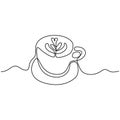 A cup of coffee on white background. One continuous line drawing Vector illustration minimalist design Royalty Free Stock Photo