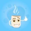 Cup Coffee White Cartoon Character Smile Concept