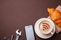 Cup of coffee with WiFi sign on the foam Royalty Free Stock Photo