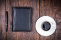 Cup of coffee on a wooden background Royalty Free Stock Photo