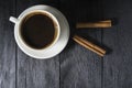 Cup of coffee on wooden table Royalty Free Stock Photo