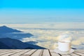 Cup of coffee on a wooden table Royalty Free Stock Photo