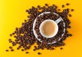 Cup coffee yellow background Royalty Free Stock Photo