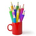 Cup and colored pencils. Royalty Free Stock Photo