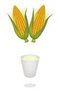 A Cup of Corn Juice and Fresh Sweet Corns