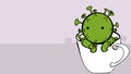 cup covid cacharacter cartoon background illustration card Royalty Free Stock Photo