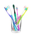 Cup with different toothbrushes