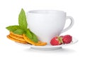 Cup of drink with crackers, mint and berries Royalty Free Stock Photo