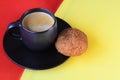 Cup of espresso coffee and choux pastry