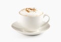 A cup of espresso coffee with foam isolated over white Royalty Free Stock Photo