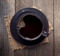 Cup of espresso coffee on old wooden table vintage Royalty Free Stock Photo