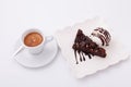 Cup of espresso coffee with piece of chocolate cake and ice cream Royalty Free Stock Photo