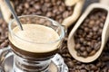 Cup of espresso coffee with scoop Royalty Free Stock Photo