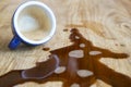 Espresso coffee spilt on table