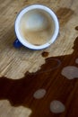 Espresso coffee spilt on table