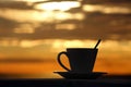 Cup Of Espresso Silhouette With Brazilian Coffee In Sunlight And