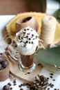 Cup of Coffee With Whipped Cream and Chocolate Chips Royalty Free Stock Photo
