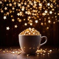 Cup filled with golden stars, consuming success