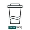Cup flat icon vector. Line style. Isolated on white. Vector Illustration EPS 10 Royalty Free Stock Photo