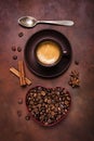 Cup of flavored espresso coffee