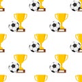 Cup and Football or Soccer Ball Seamless Royalty Free Stock Photo