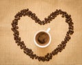 Cup of fresh espresso Coffee and beans Royalty Free Stock Photo