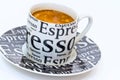 Cup fresh espresso coffee with gold crema Royalty Free Stock Photo