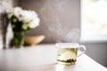 Cup of fresh green tea with steam Royalty Free Stock Photo
