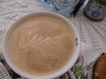 Cup of fresh hot tasty capuccino