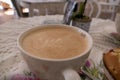 Cup of fresh hot tasty capuccino Royalty Free Stock Photo