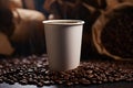 Ai generated cup of freshly brewed black coffee in stylish plain eco-cups.