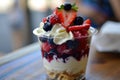 a cup of fruit parfait