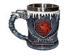 A cup of Game of Thrones with a targaryen house made of ceramic