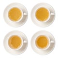 Cup of ginger tea assortment isolated on white background top view. Royalty Free Stock Photo