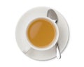Cup of ginger tea isolated on white background top view Royalty Free Stock Photo