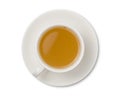 Cup of ginger tea isolated on white background top view. with clipping path Royalty Free Stock Photo