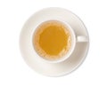 Cup of ginger tea isolated on white background top view. Royalty Free Stock Photo