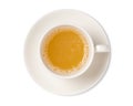 Cup of ginger tea isolated on white background top view. Royalty Free Stock Photo