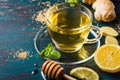 Cup of Ginger tea with lemon and honey Royalty Free Stock Photo