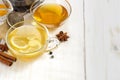 Cup of ginger tea with lemon and honey Royalty Free Stock Photo