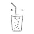 Cup glass with straw icon Royalty Free Stock Photo