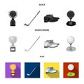 Cup, golf club, ball on the stand, golfer shoes.Golf club set collection icons in black, flat, monochrome style vector Royalty Free Stock Photo