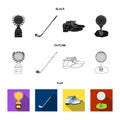 Cup, golf club, ball on the stand, golfer shoes.Golf club set collection icons in black,flat,outline style vector symbol Royalty Free Stock Photo