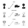 Cup, golf club, ball on the stand, golfer shoes.Golf club set collection icons in black,monochrome,outline style vector Royalty Free Stock Photo