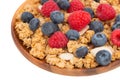 Cup of granola with almonds and fresh berries Royalty Free Stock Photo